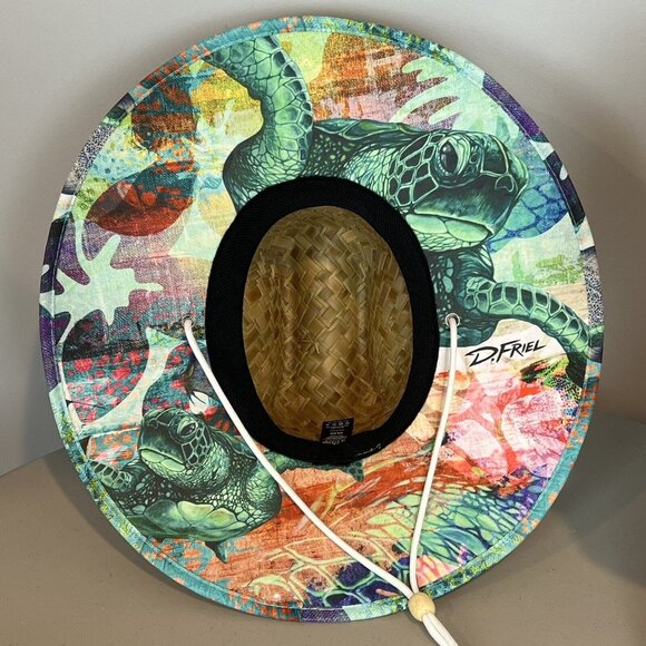 Overhead Surf Shop D. Friel Turtle Art Straw Lifeguard Hat Mad Beach Florida - Picture 10 of 16